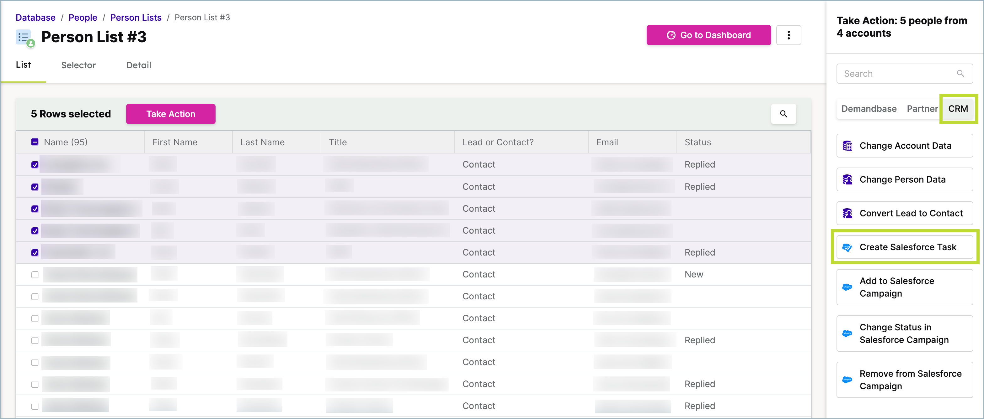 Take Action Create Salesforce Tasks Help Center